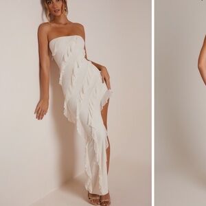 Oh Polly Bandeau Ruffle Maxi Dress